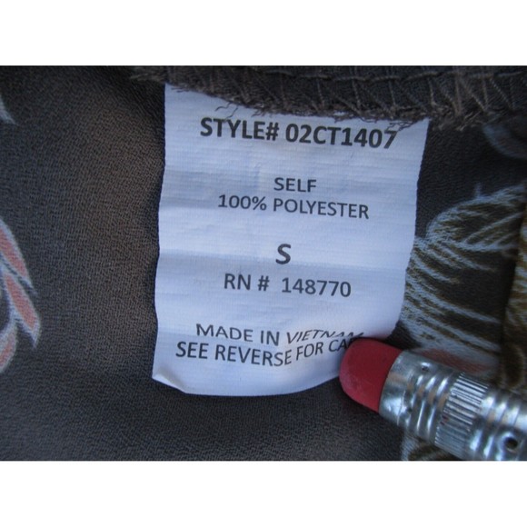 Sienna Sky Cold Shoulder Top Women's Size S Brown with Yellow Flowers Bow Sleeve - Picture 4 of 11